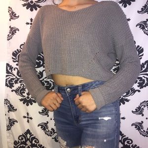 Grey knitted crop sweater